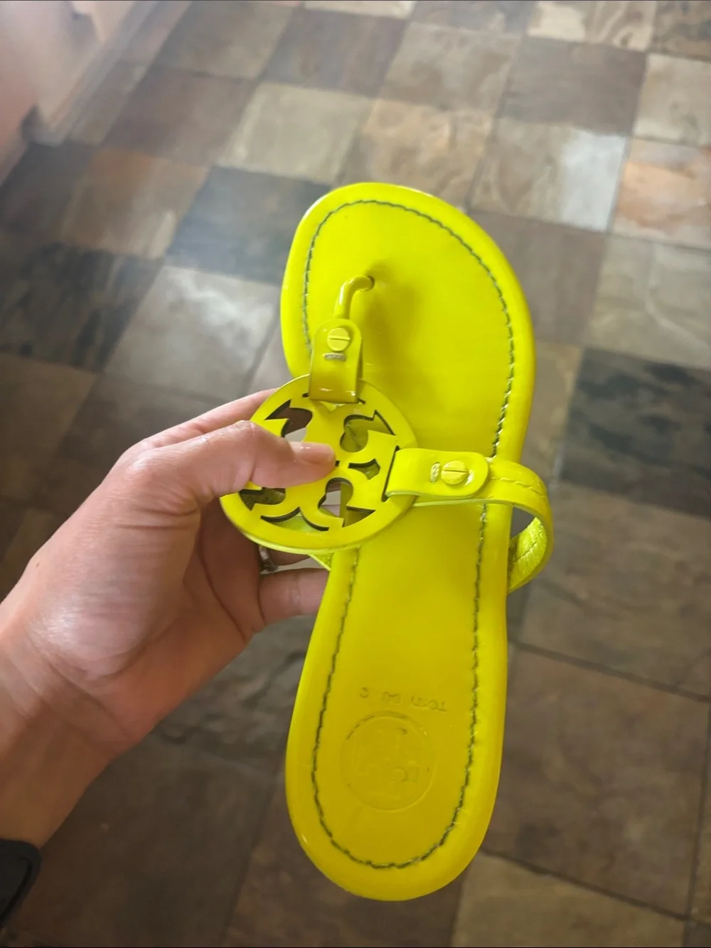 Tory Burch Fluorescent Neon Yellow Miller Size 7.5